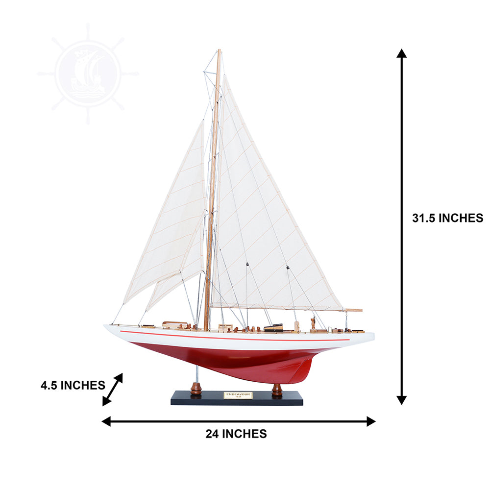 ENDEAVOUR PAINTED L60 Model Yacht | Fully Assembled Wooden Ship Model For Wholesale