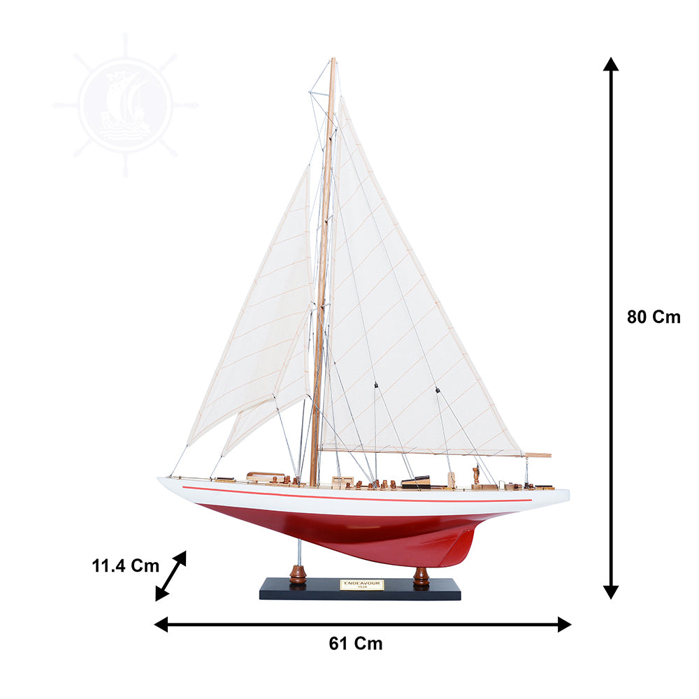 ENDEAVOUR PAINTED L60 Model Yacht | Fully Assembled Wooden Ship Model For Wholesale