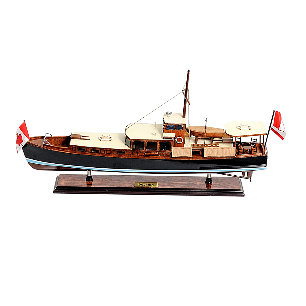 DOLPHIN MODEL BOAT PAINTED L68 | High-quality | Fully Assembled Wooden Model boats For Wholesale