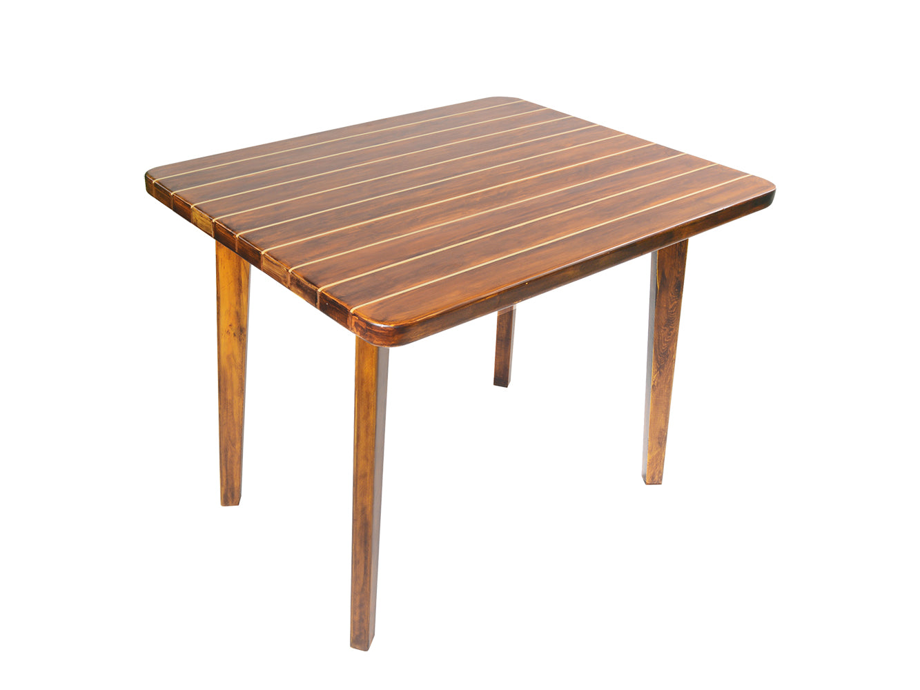 NAUTICAL TABLE WITH INLAY WOOD STRIPES SMALL