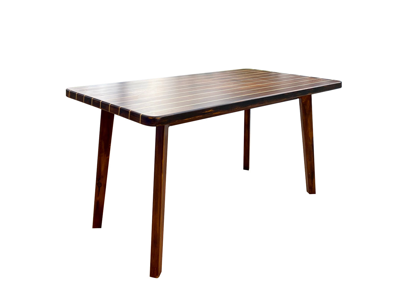 NAUTICAL TABLE WITH INLAY WOOD STRIPES MEDIUM