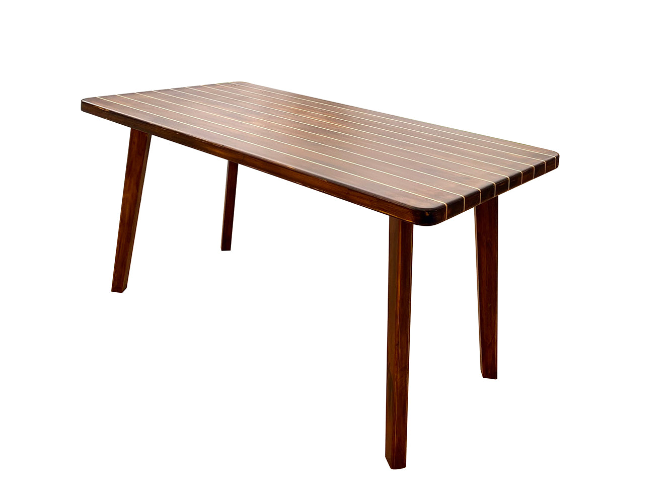 NAUTICAL TABLE WITH INLAY WOOD STRIPES MEDIUM