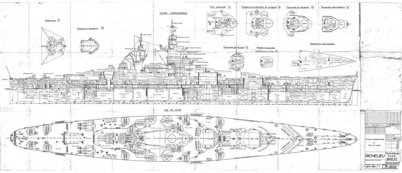 French Jean Bart (Richelieu-Class) Battleship 30 Inches Model