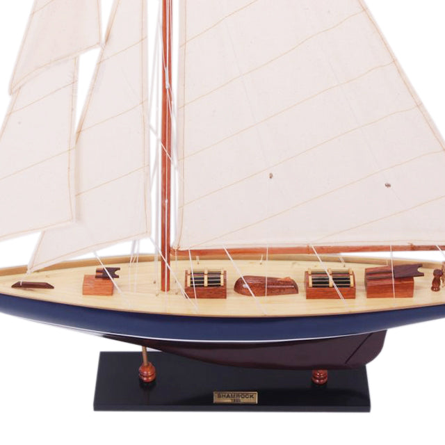 SHAMROCK DARK BLUE & BROWN PAINTED | Fully Assembled Wooden Model boats For Wholesale