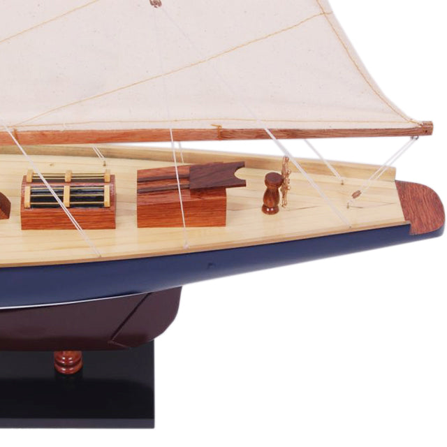 SHAMROCK DARK BLUE & BROWN PAINTED | Fully Assembled Wooden Model boats For Wholesale