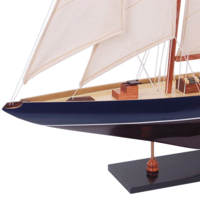 SHAMROCK DARK BLUE & BROWN PAINTED | Fully Assembled Wooden Model boats For Wholesale