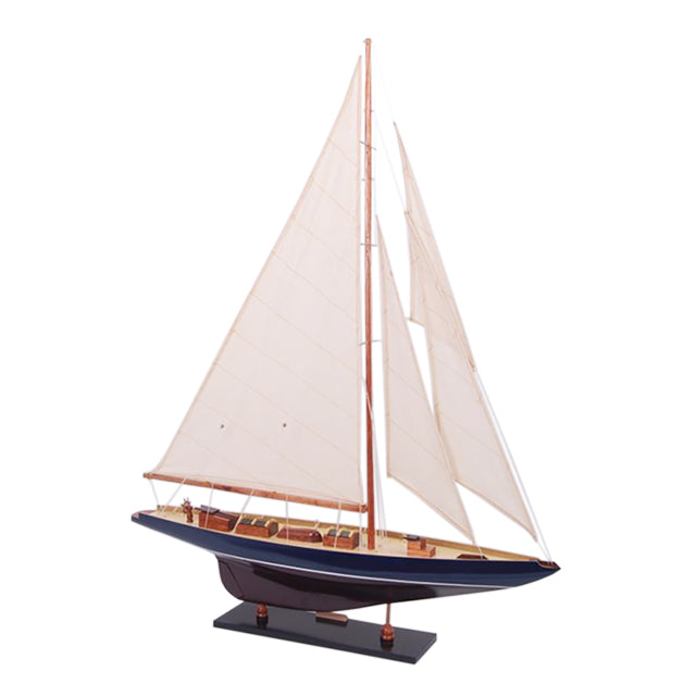 SHAMROCK DARK BLUE & BROWN PAINTED | Fully Assembled Wooden Model boats For Wholesale