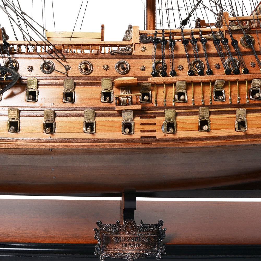 SAN FELIPE LARGE WITH FLOOR DISPLAY CASE | High-quality | Fully Assembled Wooden Ship Models For Wholesale