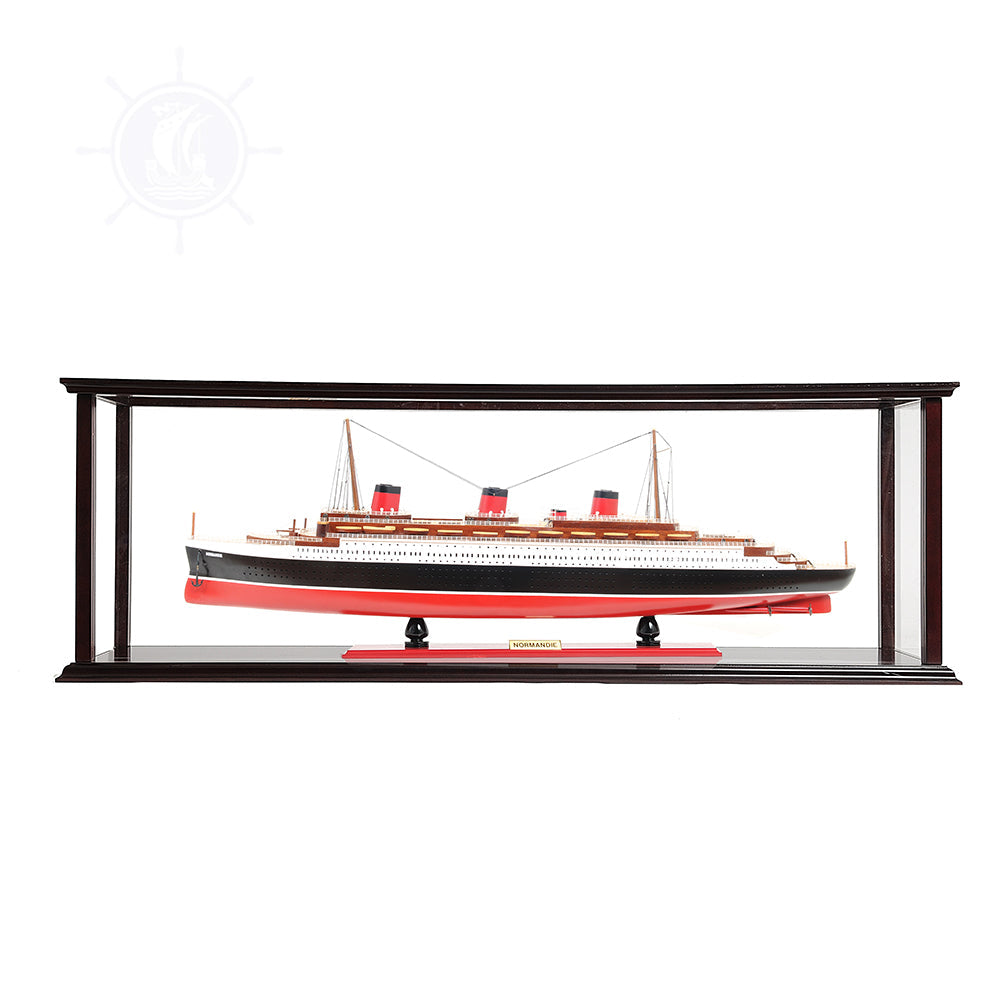 NORMANDIE CRUISE SHIP MODEL LARGE WITH DISPLAY CASE | High-quality Cruiser| Fully Assembled Wooden Model Ship