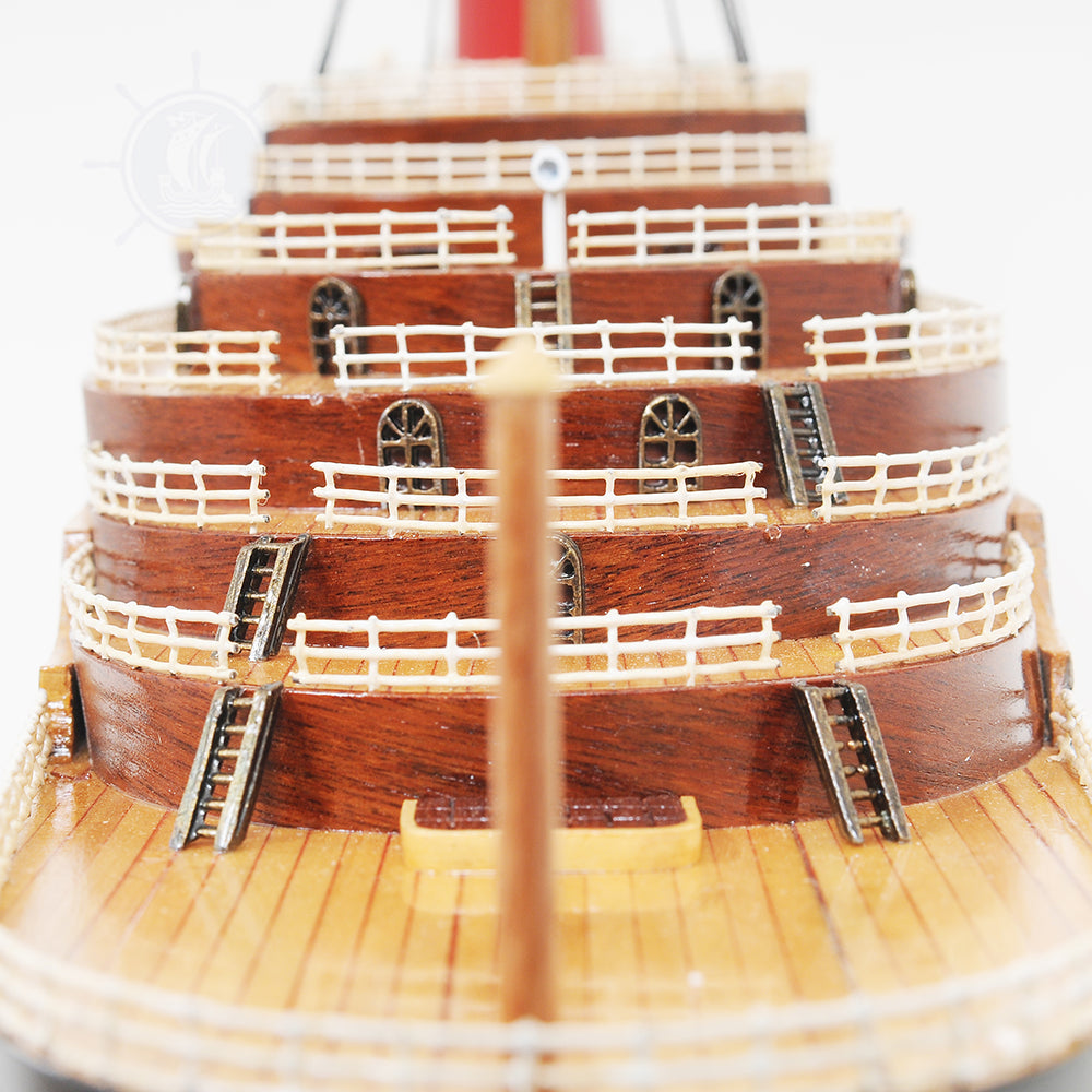 NORMANDIE CRUISE SHIP MODEL LARGE WITH DISPLAY CASE | High-quality Cruiser| Fully Assembled Wooden Model Ship