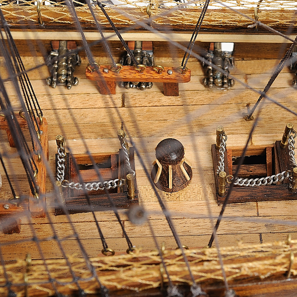 USS CONSTITUTION MODEL SHIP MID WITH DISPLAY CASE FRONT OPEN | High-quality | Fully Assembled Wooden Ship Models