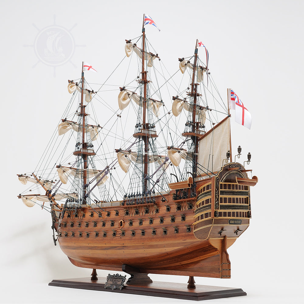 HMS VICTORY MODEL SHIP LARGE WITH TABLE TOP DISPLAY CASE | High-quality | Fully Assembled Wooden Ship Models