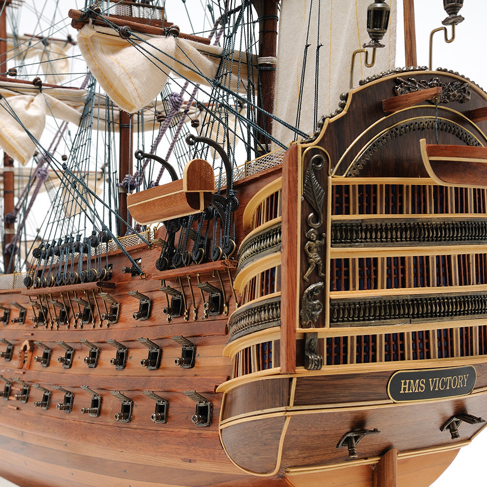 HMS VICTORY MODEL SHIP LARGE WITH TABLE TOP DISPLAY CASE | High-quality | Fully Assembled Wooden Ship Models